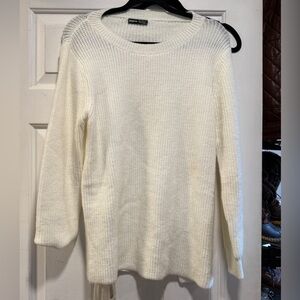 SHEIN Ivory Ribbed Crew Neck Sweater